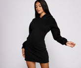 Robe mini à capuche décontractée en tricot